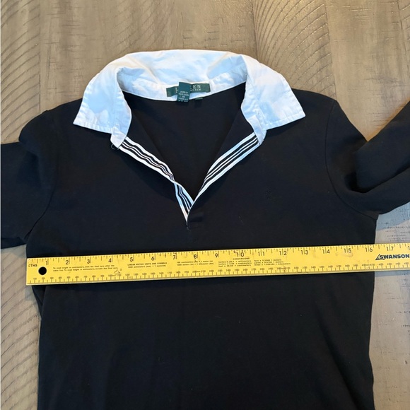 Ralph Lauren navy blue White Collar S knit top v2k retro preppy, sporty shirt - Picture 7 of 11